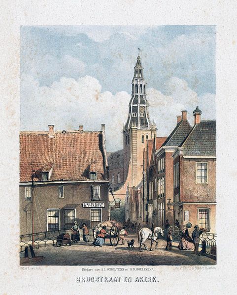 Carel Christiaan Antony Last, Brugstraat und Der Aa-kerk in Groningen, nach 1857 - 1869 von Atelier Liesjes