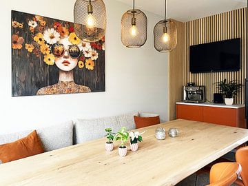 Klantfoto: Bloemen vrouw | Vrouw en kleurrijke bloemenkrans