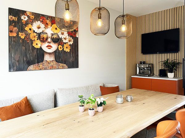 Customer photo: Flowers woman | Woman and colourful wreath by Art Whims, on ArtFrame