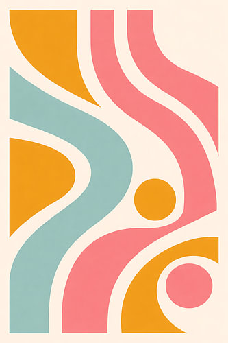 Kleurrijke Retro Golven Abstracte Poster