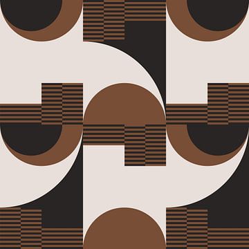 Retro Geometric Abstraction. Modern art in brown, white, black no. 6 by Dina Dankers