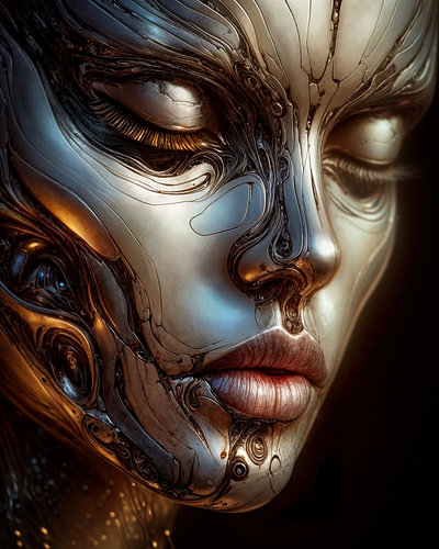 Synthetic Serenity – Futuristisch androïdeportret | Cyberpunk-kunst