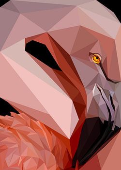 Flamingo Tier Abstrakt Low Poly Close Up