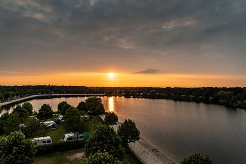 Camping Terspegelt (Eersel) luchtfoto met zonsondergang