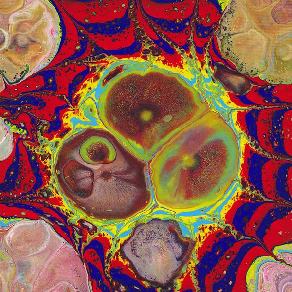Abstraktes Acryl Pouring mit Zellen von Mario Hoesel