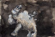 Monster met mannetje inkt pastel 1 van Samantha Dekker thumbnail