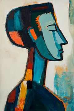 Farbenfrohe Stille – Kopfprofil von Poster Art Shop