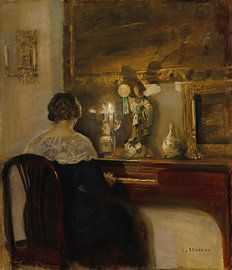 A Lady Playing the Piano, Carl Holsøe
