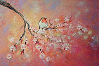 spring blossom with robin
