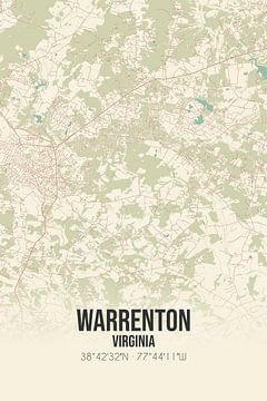 Vintage landkaart van Warrenton (Virginia), USA. van Rezona