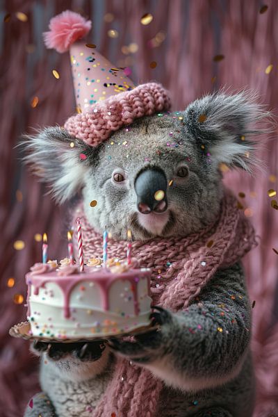 Grappige koala in jaren 60-70 discokostuum van Poster Art Shop