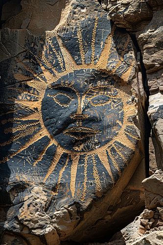 Abstract zonnegelaat met symbolen