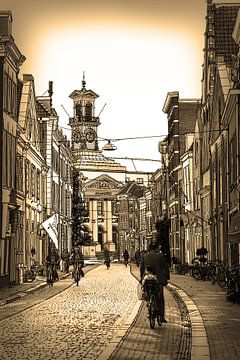 Pen drawing Dordrecht City Hall Sepia Drawing Line by Hendrik-Jan Kornelis