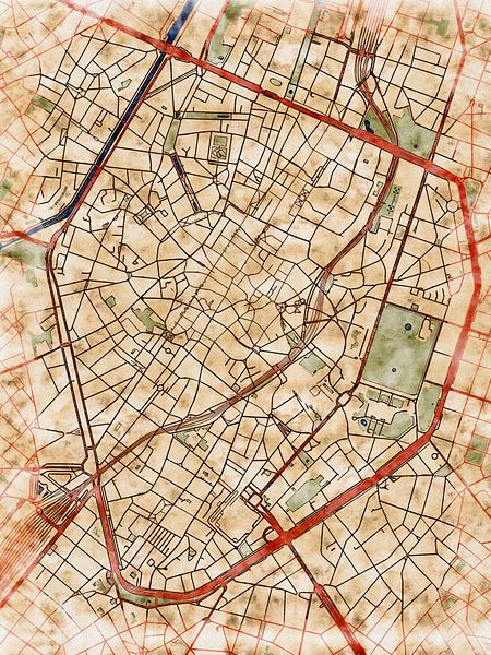 Carte de Brussel centrum avec le style 'Serene Summer' par Maporia
