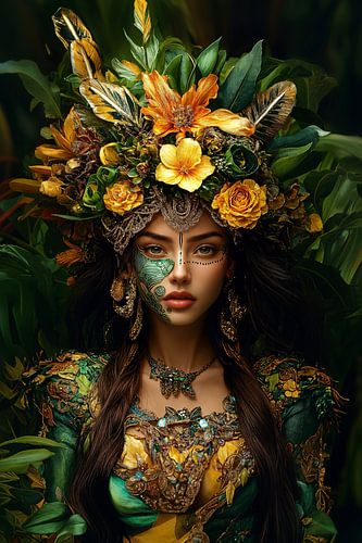 Nature goddess with Maori Tāmoko no.5