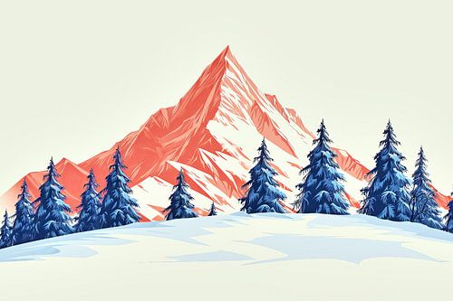 Besneeuwd minimalistisch berglandschap