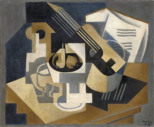 Gitaar en Fruitschaal op een tafel, Juan Gris
