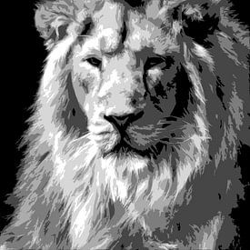 Leeuw in zwart-wit van Emajeur Fotografie