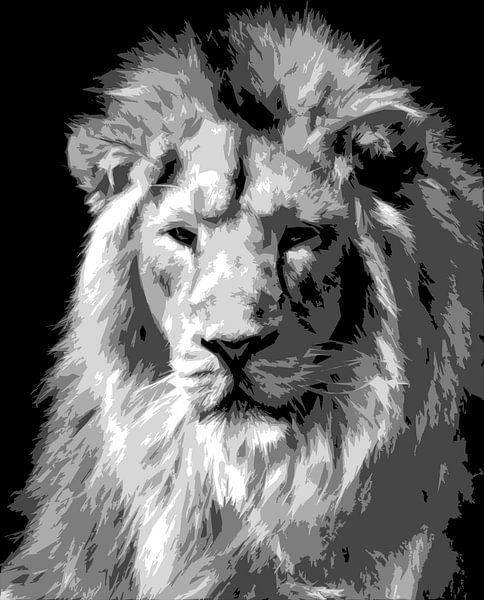 Leeuw in zwart-wit van Emajeur Fotografie