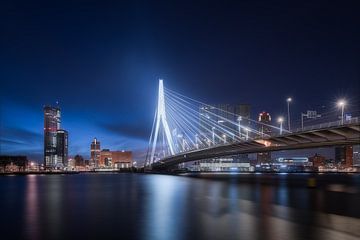 Rotterdam Erasmusbrug Avond Zwart-Kleur