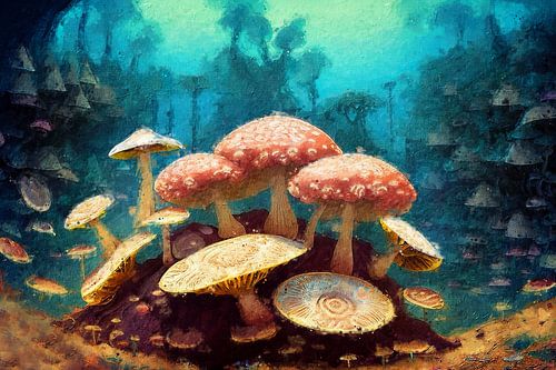 Mushrooms on the seabed (fantasy, art) by Art by Jeronimo