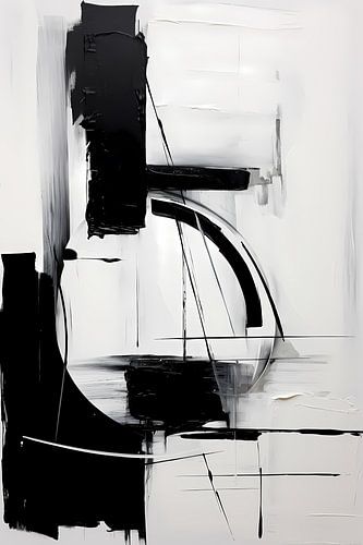 Abstract schilderij monochroom, zwart wit