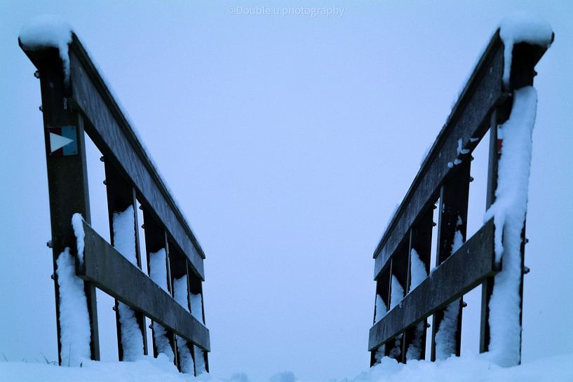 snow-covered bridge by Double u photography