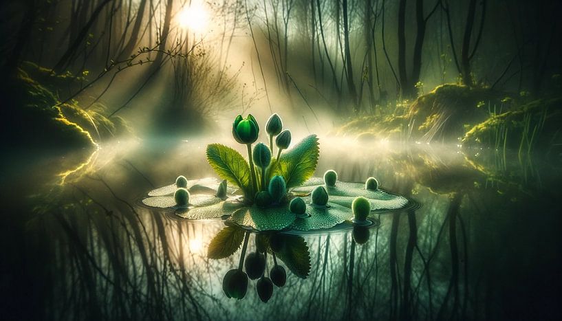 Mysterious glow in the mystical bog pond by artefacti