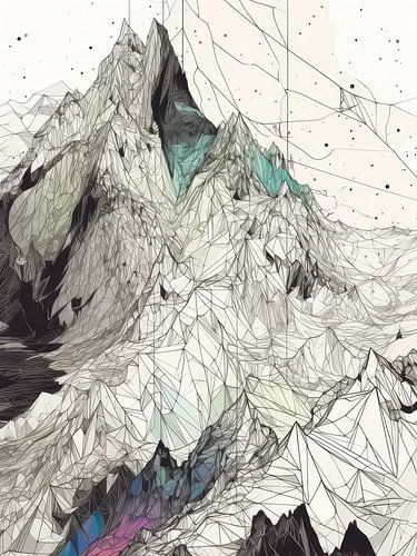 Abstract Mountain Painting Style Abstract