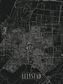 City map Lelystad - City - Dark variant - Flevoland Map by Locus Studio