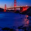 De Golden Gate Bridge in San Francisco in de schemering van Tux Photography