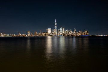 New York City Skyline Black Water