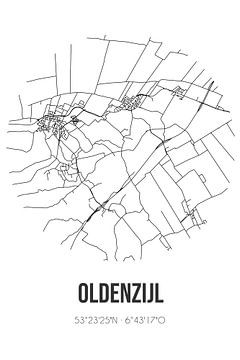 Oldenzijl (Groningen) | Karte | Schwarz und Weiß von Rezona