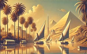 Vintage Ägypten, Nil Fluss Poster