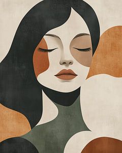 Minimalistisches Frauenporträt in warmen Erdtönen