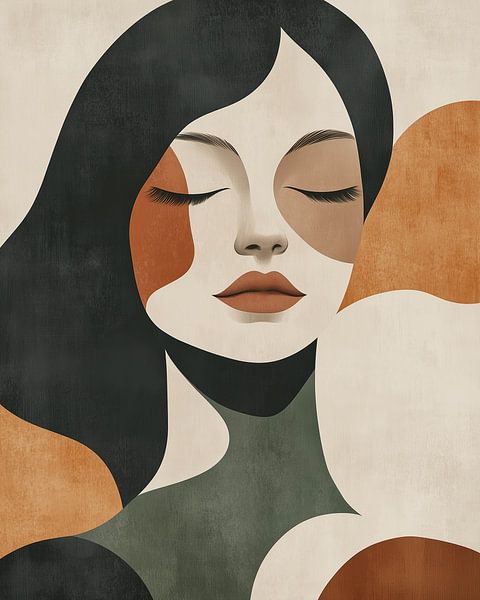 Minimalist female portrait in warm earth tones by Color Square