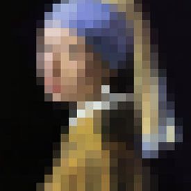 Pixel Art : La fille à la boucle d'oreille en perles  sur JC De Lanaye