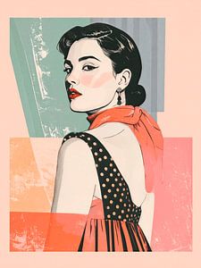 Retro-Jahre '50 – Porträt einer eleganten Frau in Pastellfarben