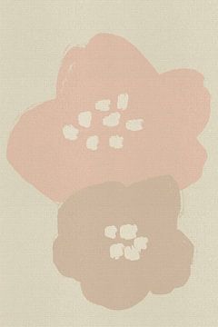 Romantische bloemen in pastelroze, beige, wit van Abstract Minimalist Art