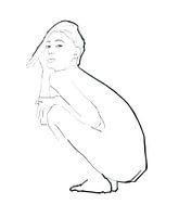Sitting nude woman.