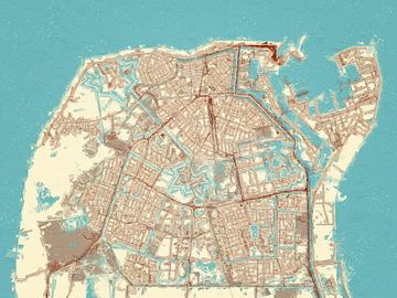Carte de Den Helder dans le style Blue & Cream sur Map Art Studio