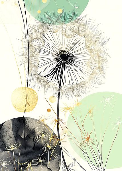 Wildflower Meadow Evergreen flowers 15 dandelions by JBJart Justyna Jaszke