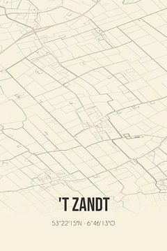 Vintage landkaart van 't Zandt (Groningen) van MijnStadsPoster