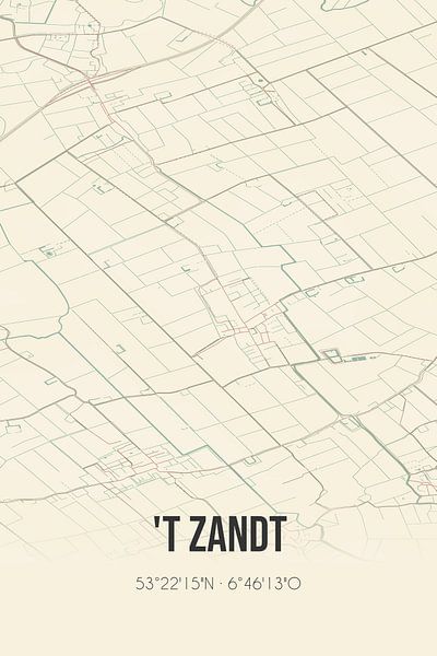Vintage map of 't Zandt (Groningen) by Prints of Place