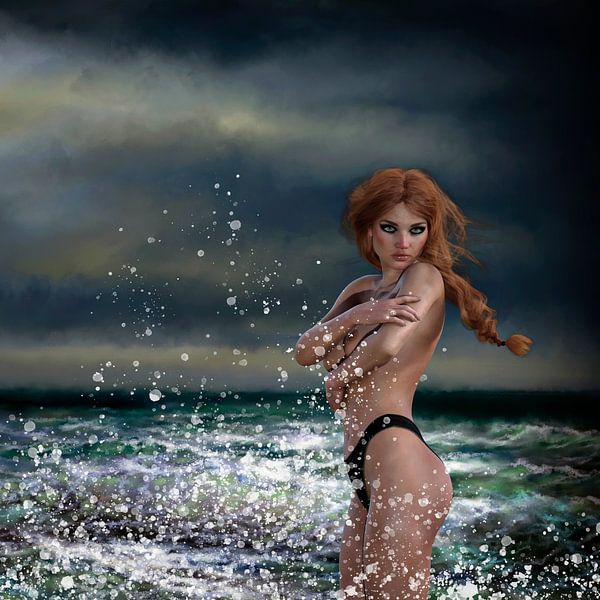Frau in rauer See von ellenilli .