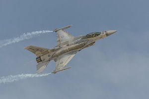 Le Lockheed Martin F-16E de l'UAEAF en action lors du BIAS 2016.