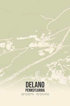 Vintage landkaart van Delano (Pennsylvania), USA. van MijnStadsPoster