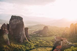 Sunset in Meteora by Patrycja Polechonska