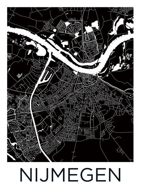 Nijmegen | Stadskaart Zwartwit | Lijntekening van WereldkaartenShop