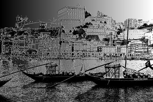 Stadtbild von Porto in Portgal, gerendert in Chrom.